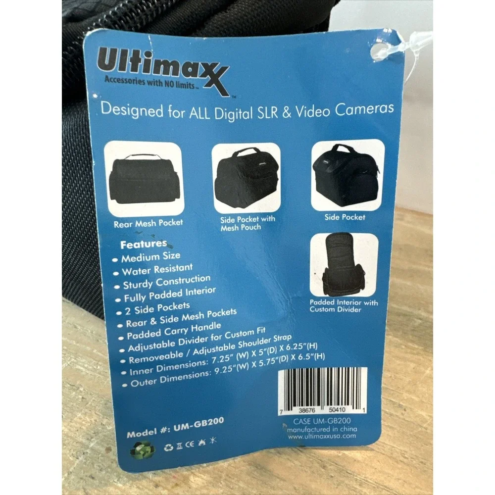 New‎ Ultimaxx Camera Bag Medium Black UM-GB200 Studio Series Padded SLR Case NWT